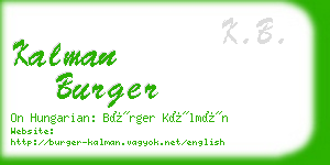 kalman burger business card